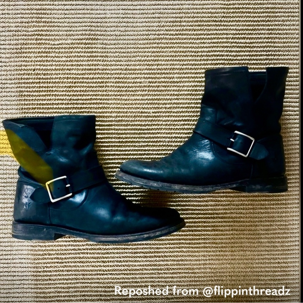 Frye Veronica Black Ankle Moto Boots